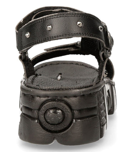 New Rock Black Vegan Leather Sandals-BIOS120-V1