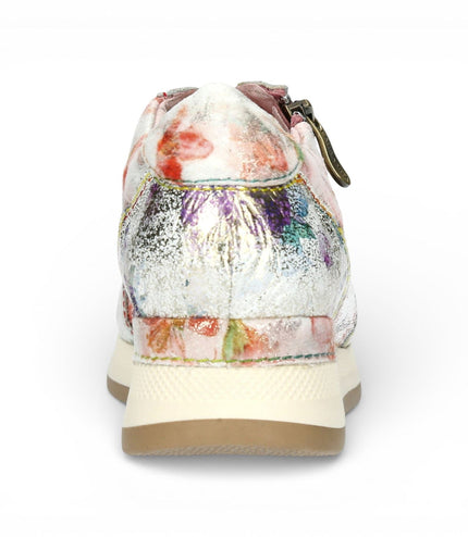 Laura Vita Women's Gycmo 58 Rose Pink Floral Leather Trainers Sneaker Shoes