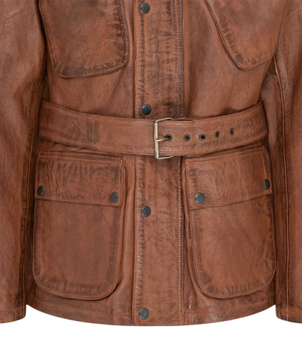 Men's Tan Lamb Leather Safari Parka Jacket - Edinburgh