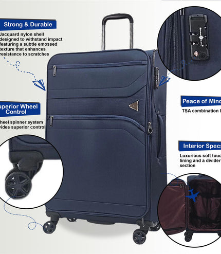 Corby Large Soft Shell Suitcase in Navy