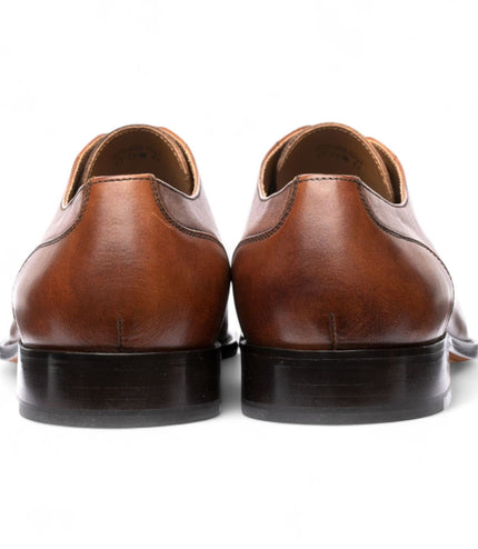 Chapman & Moore Men's Brown Plain Leather Brogue Cap-Toe Oxford Shoes