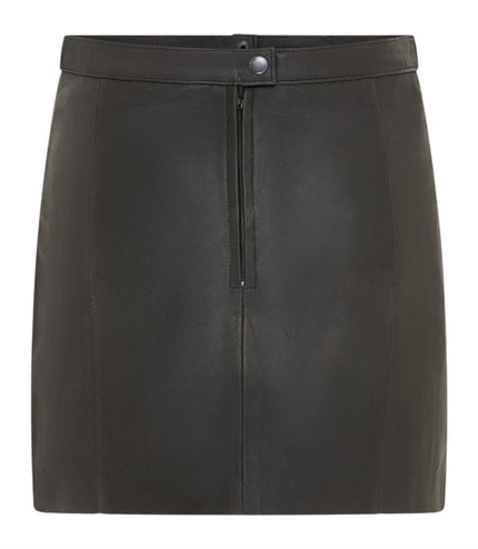 Women's Black Leather Biker Pencil Short Mini Skirt - Harper