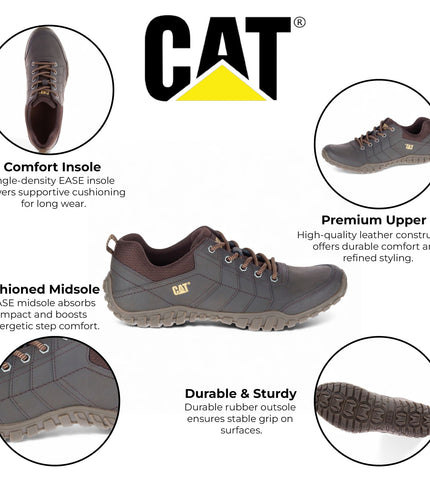 CAT Caterpillar Mens Brown Leather Hiking Boots Walking Trainers - Instruct