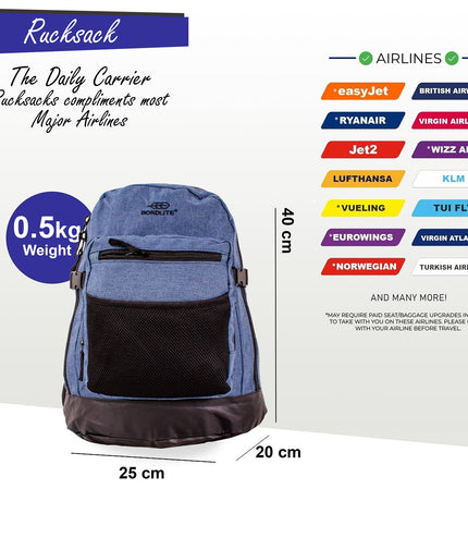 Backpack Rucksack 40x 20 x25cm Underseat Travel Cabin Bag for Ryanair, Easy Jet Navy