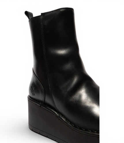 Fly London Women’s Black Leather Wedge Heel Platform Ankle Boots - HEIJ272