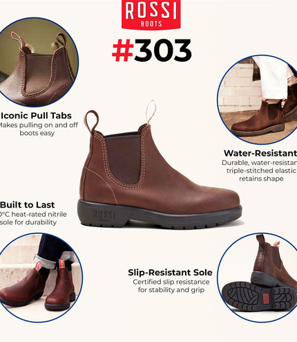 Rossi 303 Endura Redwood Brown Leather Chelsea Boots