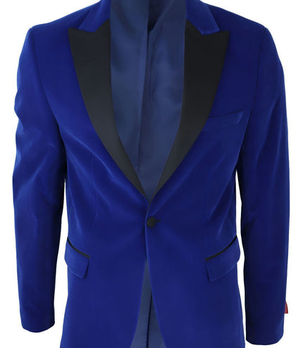 Mens Blue Velvet Dinner Tuxedo Suit Jacket Blazer