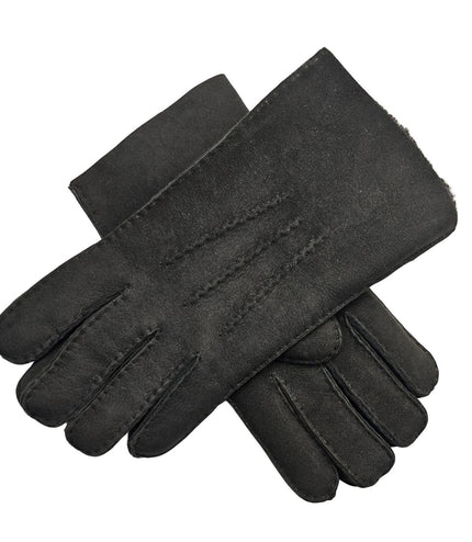 Infinity Leather Mens Black Luxury Sheepskin Suede Leather Gloves