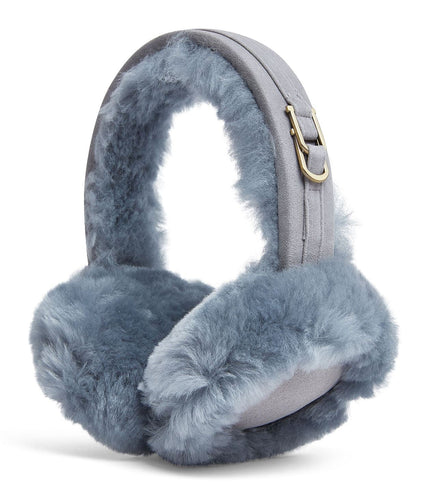 Womens Sheepskin Shearling Winter Ear Muffs Warm Comfortable - Grey