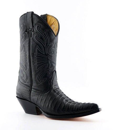 Grinders Black Leather Western Cowboy Boots -Carolina