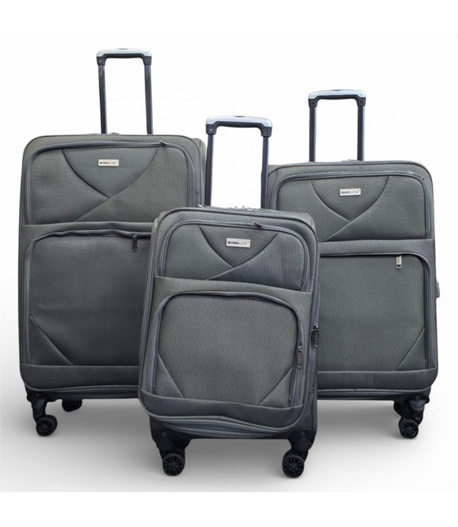 Nagoya Set of 3 Soft Shell Suitcase in Grey