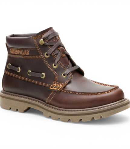CAT (Caterpillar) Mens Tan Brown Leather Hiking Ankle Boots - Colorado Boat-Mid