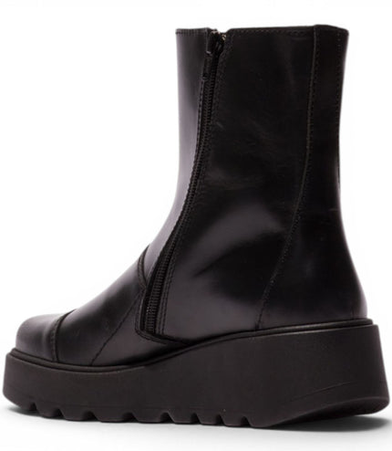 Fly London Women’s Black Leather Zip-up Platform Ankle Boots - TARP553FLY