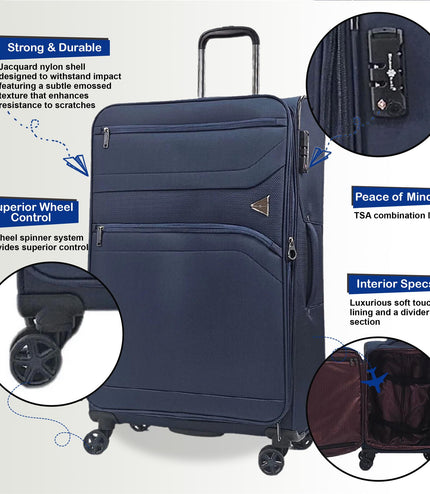 Corby Medium Soft Shell Suitcase in Navy