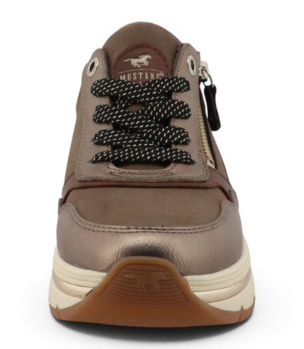 Mustang Women's Brown Lace-Up Trainers Platform Sneakers - M0332001