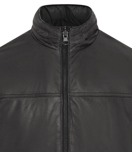 Mens Reversible Hooded Leather Jacket Premium Lambskin Napa - Black