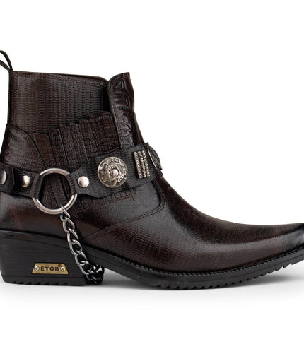 Men's Brown Leather Winklepicker Western Gothic Boots