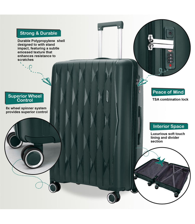 Burnaby Large Hard Shell Suitcase in Green