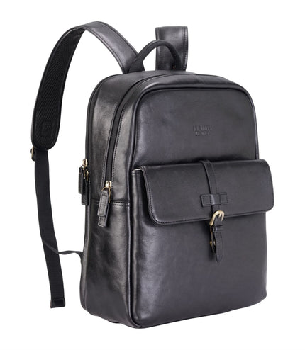 Genuine Leather Black Vintage Laptop Backpack Travel Bag - Cove