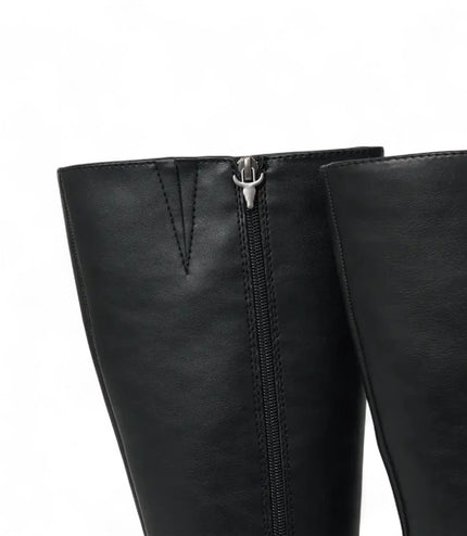 Windsorsmith Womens Black Faux Leather Knee-High Platform Heel Boots - Niche