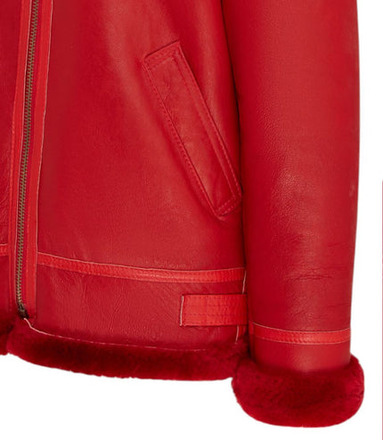 Mens B3 Bomber RAF Aviator Sheepskin Jacket -Wyndham - Red