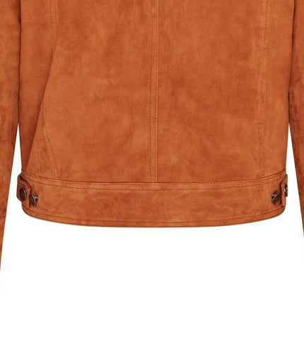 Mens Trucker Goat Suede Western Leather Jeans Jacket - Yangon - Tan