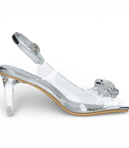 Laura Vita Women's Mira 01 Clear Silver Slip-On Cinderella Heel Sandals