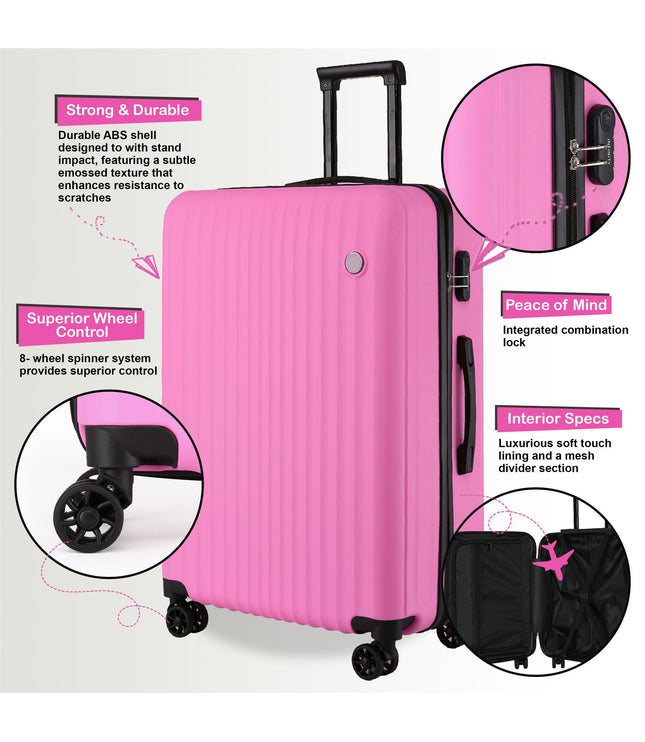 Edmonton Set of 3 Hard Shell Suitcase in Pink