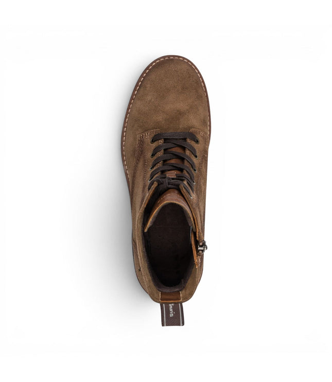 Tamaris Women's Brown Suede Leather Lace-Up Combat Boots - 25224-47