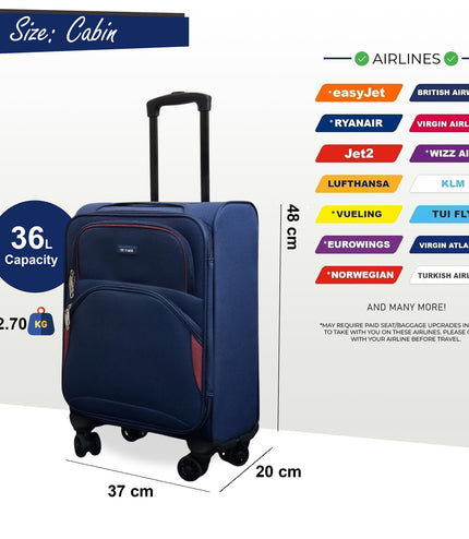 Gosford Cabin Soft Shell Suitcase in Navy Blue