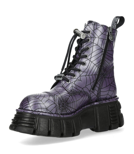 New Rock Purple Leather Gothic Military Biker Boots - MILI083CCT-C122
