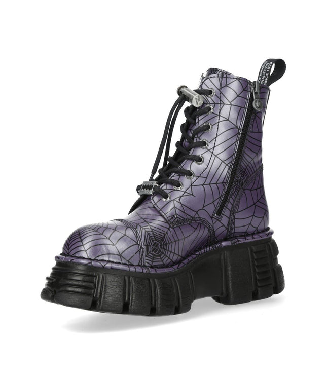 New Rock Purple Leather Gothic Military Biker Boots - MILI083CCT-C122