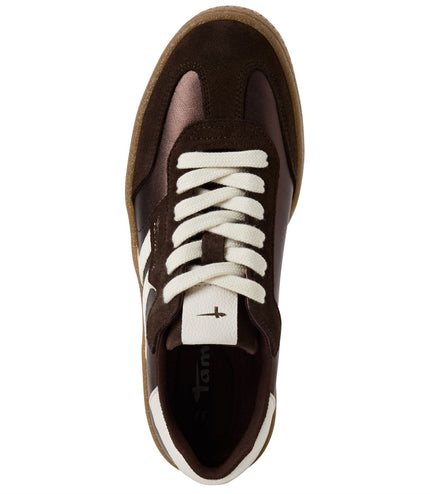Tamaris Womens Brown White Suede Leather Fashion Lace Up Sneakers