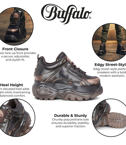 Buffalo Womens Vintage Brown Chunky Platform Fashion Trainers - 1339-14-VNTG