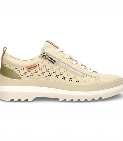 Pikolinos Women's Apple Green Leather Lace Up Zip Trainer Sneaker Shoes - Vigo