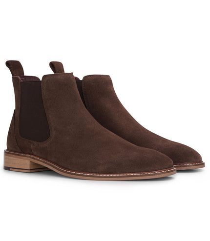 London Brogues Men's Brown Suede Leather Slip-On Chelsea Ankle Boots