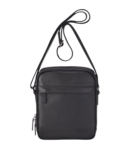 Genuine Leather Black Vintage Messenger Crossbody Travel Bag - Hawthrone