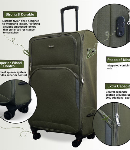Gosford X-Large Soft Shell Suitcase in Green