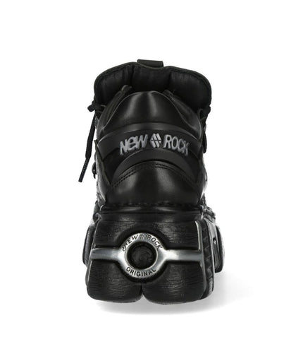 New Rock M-120Nr-C1 Black Leather Gothic Platform Ankle Boots
