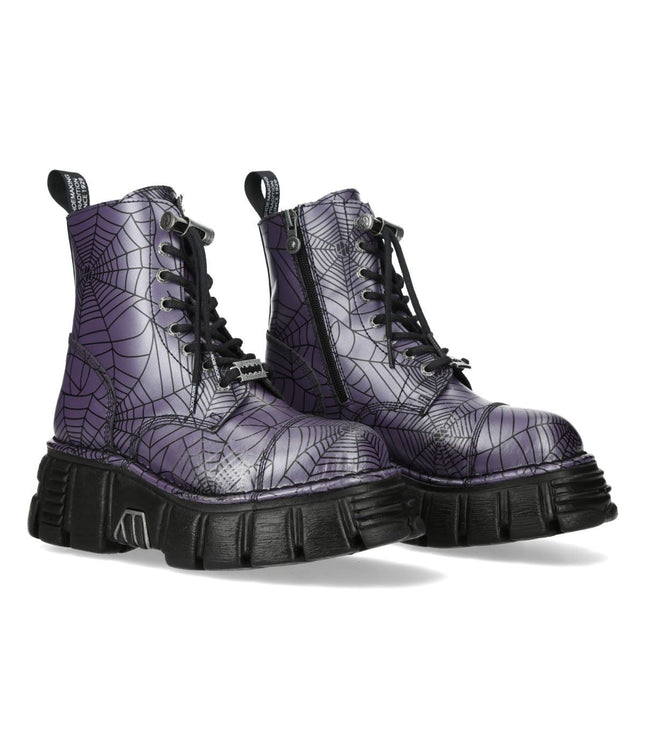 New Rock Purple Leather Gothic Military Biker Boots - MILI083CCT-C122