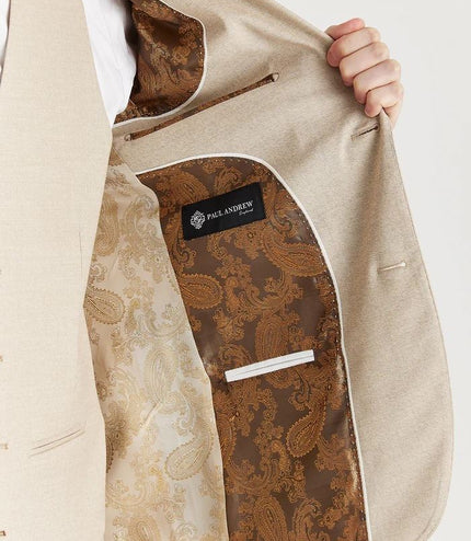 Men's Beige Lightweight Stitched Lapel Blazer