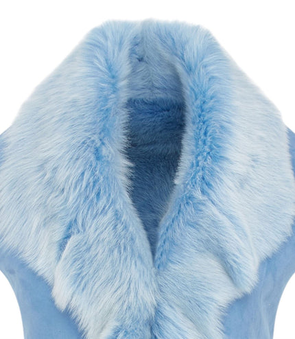 Women's Toscana Sheepskin Long Gilet-Sorocaba - Blue