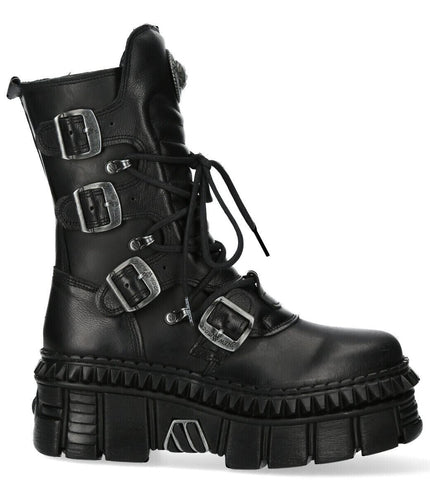 New Rock Mid-Calf Leather Platform Boots-WALL373-S6
