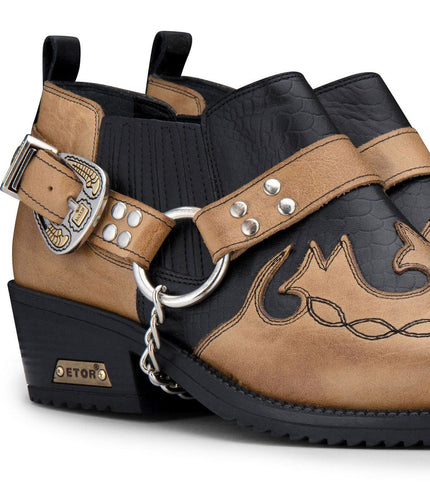 Men's Black/Tan Snakeskin Winklepicker Leather Western Boots