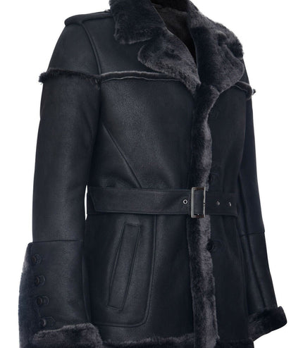 Mens Merino Sheepskin Suede Jacket with Tie Belt-Granada