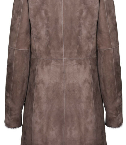 Womens Toscana Sheepskin Suede Trench Coat-Tbilisi - Taupe