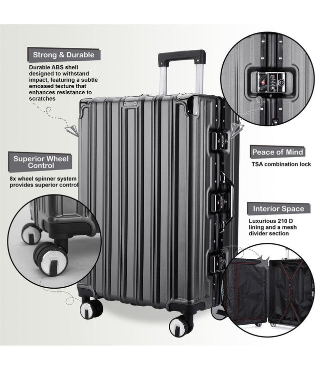 Airdrie Large Hard Shell Suitcase in Charcoal Black