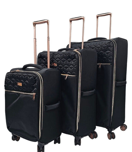 Bexley Set of 3 Soft Shell Suitcase in Black