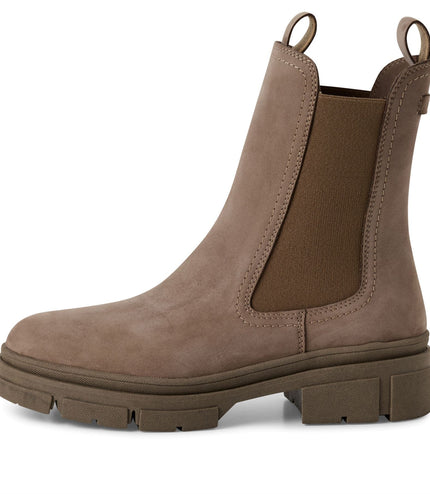 Tamaris Womens Dune Taupe Brown Leather Classic High Pull-On Chelsea Ankle Boots