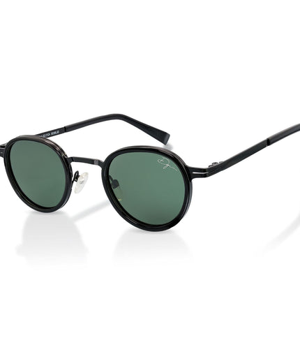 De-Gamme Black Retro Round Polarized Sunglasses - Paris